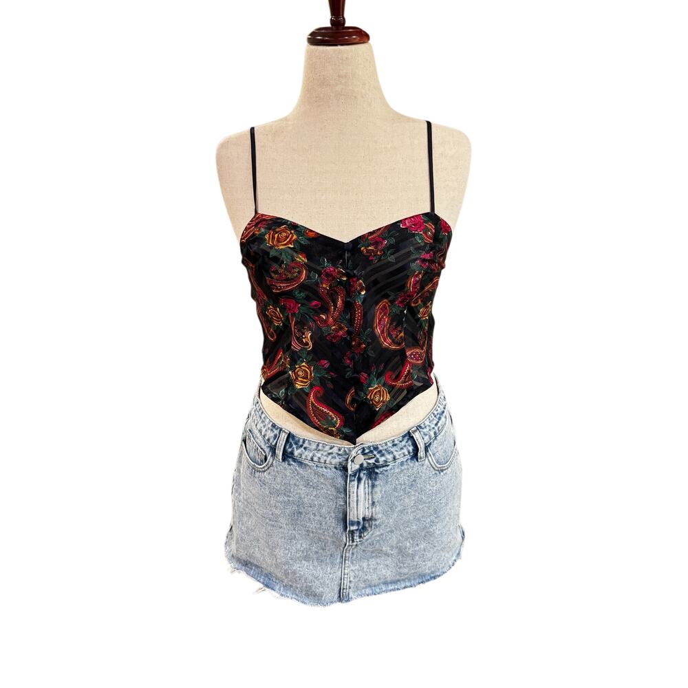 Vintage 90s Victoria’s Secret Gold Label Paisley Corset Cami Womens S Fits Big - Picture 3 of 9